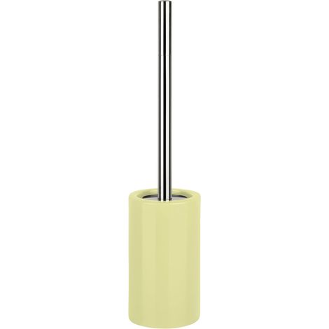 Brosse WC Porte-Balai Toilette Pot à Balai Tube Ensemble WC à Poser en Céramique et Acier Inoxydable Jaune
