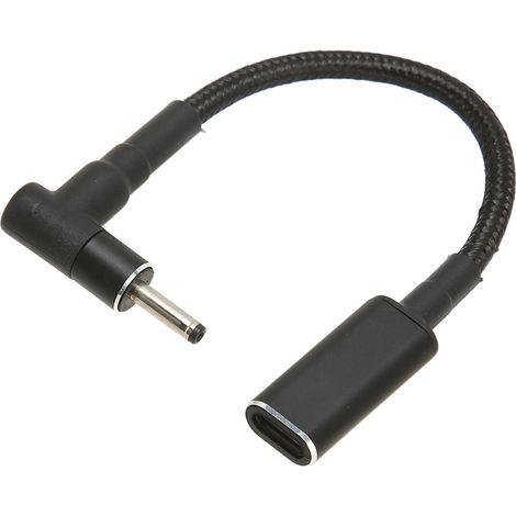 Adaptateur USB Type C femelle vers CC mâle 3,0 x 1,0 mm, câble court, convertisseur de charge pour ordinateur portable 100 W avec double puce PD EMARK (1/5)