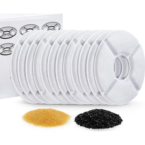 Fontaines,12 Packs Fontaine à Fleur Filtres pour Chat,Filtres de Rechange pour Chat Chien pour 1,6L Fontaine Filtre de Fontaine d'animal Familier avec la résine et Charbon Actif Rond (1/5)