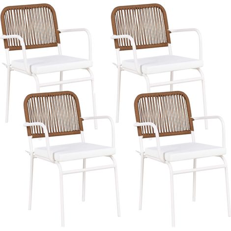Set mit 4 Stühlen und Sitzkissen TACENO Metall Weiß