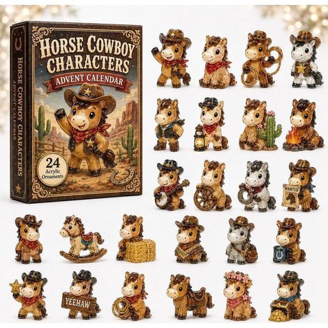Cowboy-Pferde-Adventskalender 2026, 2D-Modell B, Überraschungsbox