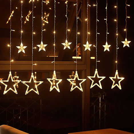 SWANEW Catena luminosa a LED 12 stelle tenda luminosa per feste decorazione interna esterna impermeabile IP44 (1/5)
