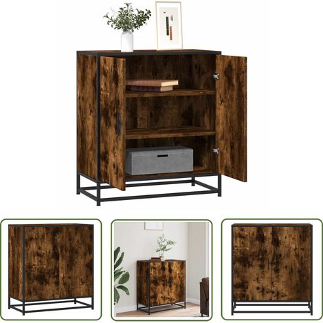 vidaXL Sideboard Räuchereiche 68x35x76 cm Holzwerkstoff und Metall (1/5)