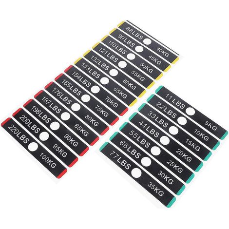 Étiquettes autocollantes de poids pour équipements de gym (paquet de 4) (1/5)