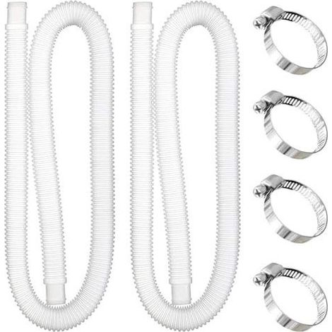 Tuyau Piscine 32mm, 2 Pièces 1m Tuyaux de Re pour Piscine Hors Sol avec 4 Pinces Métalliques Tuyau Aspiration ASSAINISSEMENT (TUYAU (1/5)