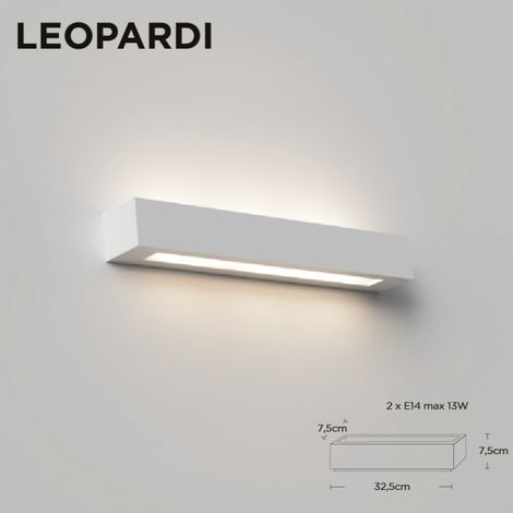 Applique in gesso a parete muro verniciabile bianco completo di portalampada E14 Leopardi