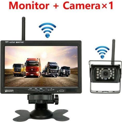 Telecamera di retromarcia wireless per veicoli, monitor LCD da 7 pollici per camion, autobus, camper, rimorchi, escavatori, 12V-24V, impermeabile IP67, angolo di visione di 120°