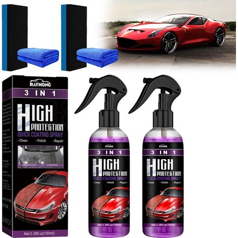 Spray de Revêtement Céramique pour Voiture 3 en 1 - High Protection Anti-Traces & Effet Perlant - Revêtement de Polissage Nano, Protection Carrosserie Brillance Miroir (Lot de 2) (1/5)