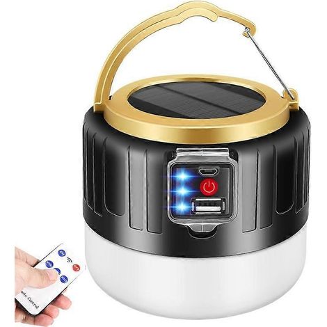 Lampe de camping LED solaire rechargeable, lampe de tente, éclairage d'urgence pour la maison et l'extérieur (1/5)