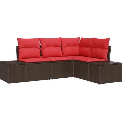 Maison Exclusive - Gartensofa-set mit Kissen 4 pcs Braun Poly-Rat