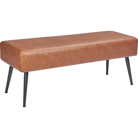 VEVOR Panca da Camera da Letto in Pelle, Panca in Similpelle con Gambe in Metallo e Cuciture per Ingresso, Seduta Imbottita per Scarpe, Panche Moderne per Soggiorno, Sala da Pranzo, Marrone (1/5)