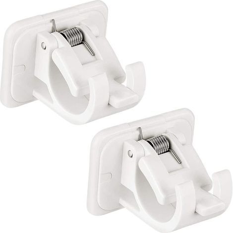 4 Pièces Support de Fixation pour Tringle à Rideaux, Crochets Muraux Auto-adhésifs, Tringle à Serviette, Support Mural, Fixations sans Perçage Tige Support pour Rideau Canne, Cuisine, Chambre (1/5)