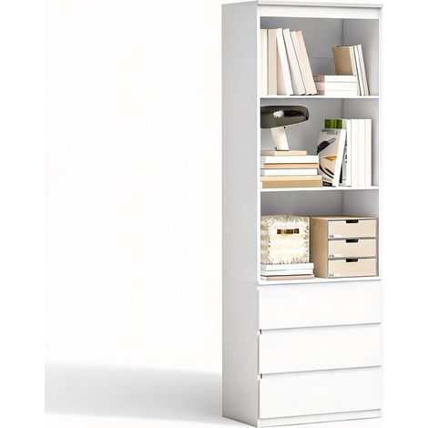 Meuble de rangement de bureau blanc 60 x 35 x 180 cm (1/5)