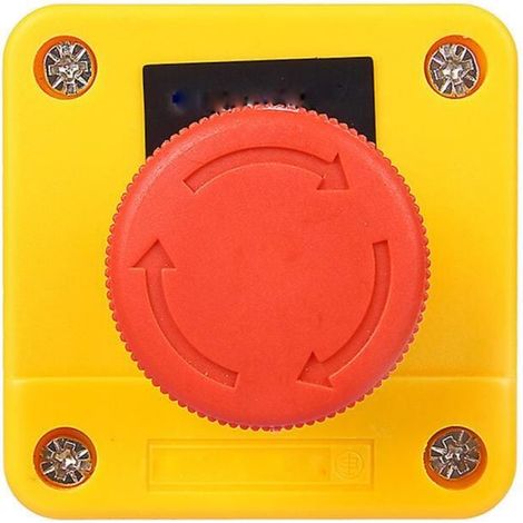 Bouton de verrouillage de boîte de commande 10a, bouton de commutation d'urgence, boîtier métallique en plastique, signe de champignon rouge, bouton d'arrêt d'urgence (1/4)