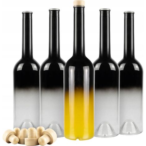 Lot de 10 bouteilles en verre FENICE 700 ml NOIR ÉLÉGANT OMBRÉ pour cadeau d'alcool (1/5)