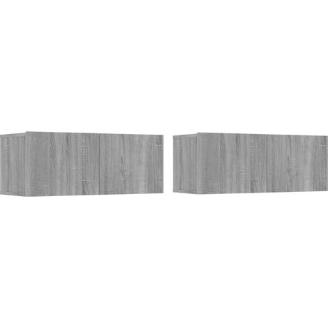 Mueble de TV multimedia estante para televisión buffet de televisión comedor salón dormitorio 2 piezas sonoma 80 x 30 x 30 cm madera contrachapada gris 020028654 (1/5)