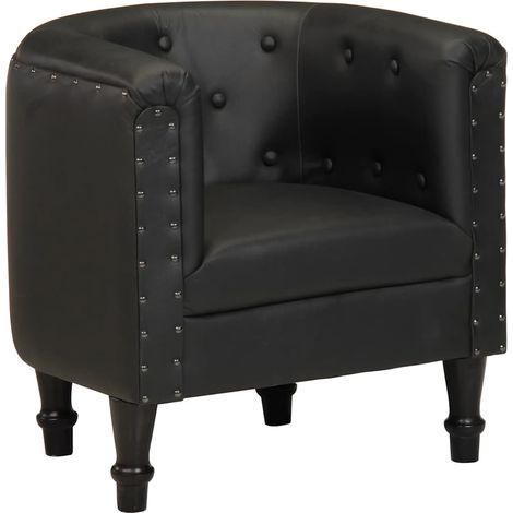 Sillón de cuero auténtico negro