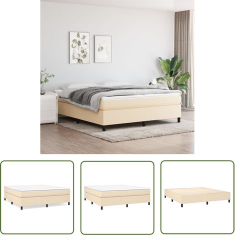 The Living Store Bettgestell ohne Matratze Creme 160x200 cm Stoff - Bettes Gestell - Doppelbett - Cremefarbenes Bett - Lattenrost Bett - Holzrahmen Bett (1/5)
