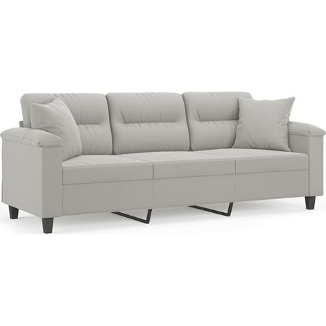 Canapé  Sofa 3 places avec oreillers gris clair 180 cm (1/5)