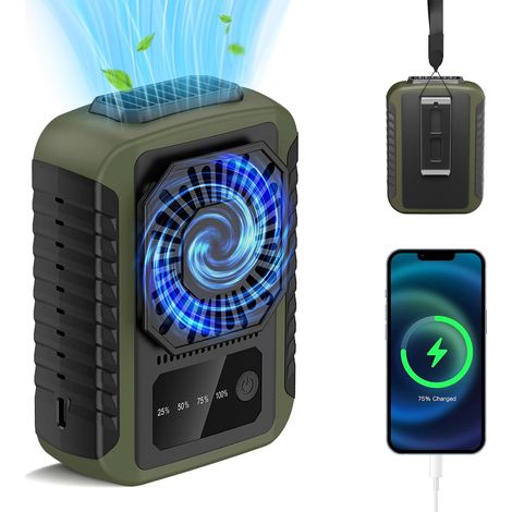 Ventilateur portable pour les hanches – Rechargeable 6000 mAh – 20 heures d'autonomie – 3 vitesses – Fixation par pince et portable – Idéal pour l'extérieur, le sport et les chantiers (espaces verts) (1/4)