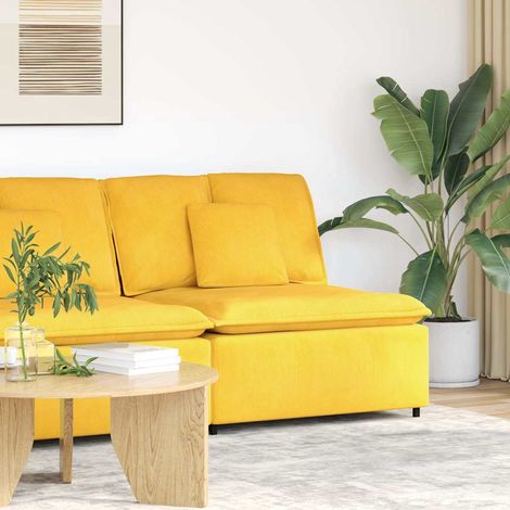 Modulares Sofa Mittelmodul mit Kissen Hellgelb 100 cm