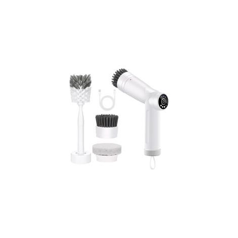 Brosse de nettoyage électrique 3 vitesses, brosse rotative avec écran LED amélioré, brosse à récurer électrique avec 3 têtes de brosse remplaçables, brosse de salle de bain pour la maison, le sol, la