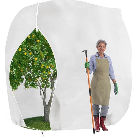 1 Stück Winterschutz für Pflanzen Frostschutz Schutzhülle Winterschutz Kübelpflanzensack mit Zugband, Wiederverwendbar Winter Pflanzenschutzsack Atmungsaktiv Reißfest 200X240CM (Weiß) (1/5)