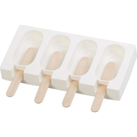 Moule en silicone - ROSENSTEIN & SOHNE - Pour 4 glaces - Blanc - Compatible congélateur et lave-vaisselle (1/4)