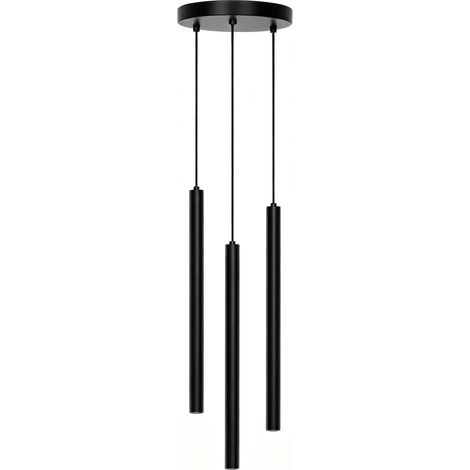 Plafonnier 3 tubes métal noir 3x3W 2700K, style minimaliste, éclairage sobre pour bar couloir