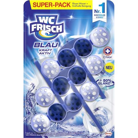 WCFrisch Duftspüler 3x50g Chlor Blau Kraft Aktiv Einhänger Stein Reiniger Löser