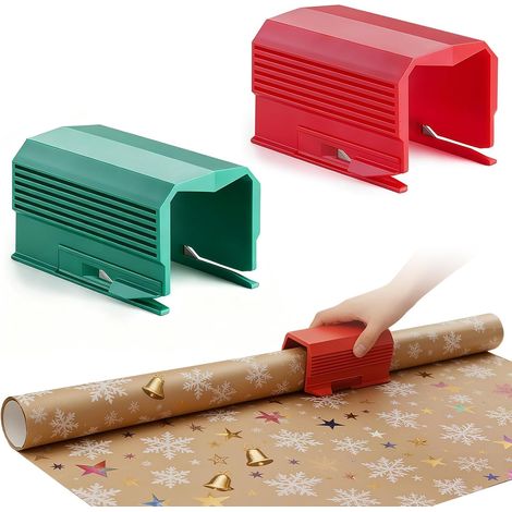 Coupe-papier D'emballage Cadeau, 2 Pièces-Massicot Rouleau de Papier de Noël, Utilisé pour le Papier Cadeau, Noël, etc (1/5)