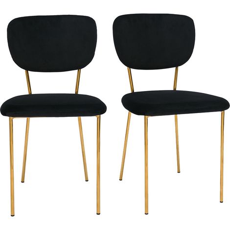Design-Stühle aus schwarzem Samt und vergoldetem Metall (2er-Set) LEPIDUS