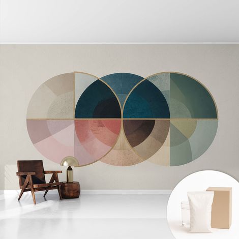 Papier peint intissé mural pour salon chambre à coucher tendance et originale - Colle incluse gratuite Élégance géométrique 416x254 cm (1/5)
