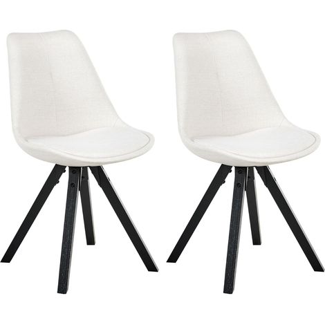 Set of 2 Dining Chairs HEDLEY Fabric Light Beige