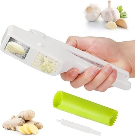 Presse Ail Coupe Ail 2 en 1 Press Garlic de Professionnel Pratique Solide en Acier Inoxydable Ecrase de Ail Gingembre avec Facile57 (1/4)