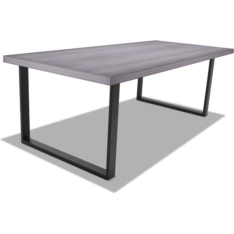 Esstisch aus Holz und Metall mit schwarzen quadratischen F��en - 220x100 cm