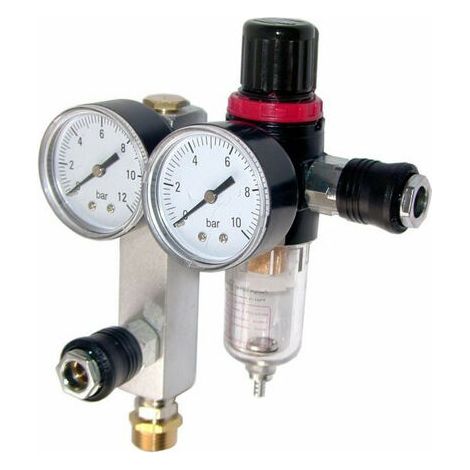 Lot de 2 Valve de compresseur d'air - Régulateur de vanne de régulation de manomètre avec manomètres pour compresseur (1/5)