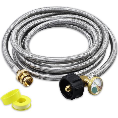 Coleman 3.65 m (12 ft) Propane Bottle Converter with Meter and Stainless Steel Hose for Camping Stove (1/5)