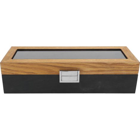 Uhrenbox aus Massivholz mit 6 Fächern zur Aufbewahrung und Präsentation – Klassischer Vintage-Stil (1/5)