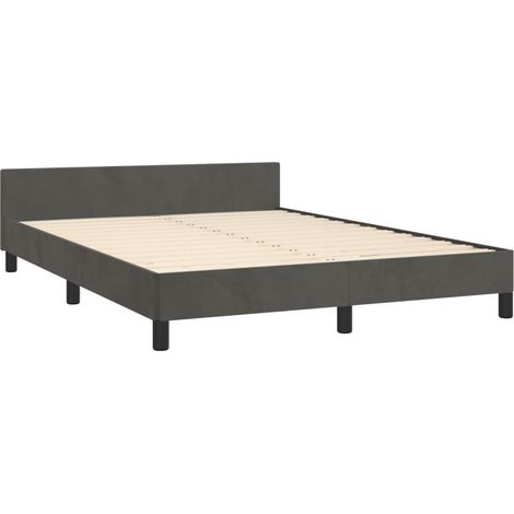 Lit avec tête de lit Gris foncé 140x190 Velours