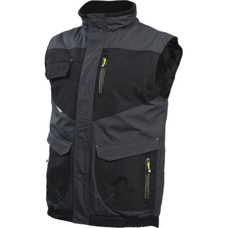 Gilet Sans Manches de Travail Ali - Taille S - Gris/Noir - Résistant et Confortable - D-Work