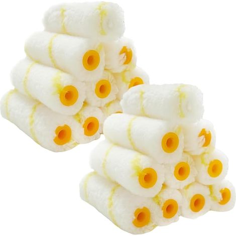 Lot de 20 rouleaux de peinture jaunes, petits rouleaux de peinture, rouleau de peinture jaune, mini rouleau de peinture, rouleau pour radiateur, rouleau de rechange, rouleau en peau d'agneau (1/5)