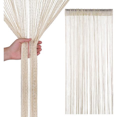 Tenda a frange con cordoncino e paillettes, divisorio per ambienti, ideale per porte, finestre, decorazioni per la casa, eventi, 200 cm x 100 cm - Champagne (1/4)