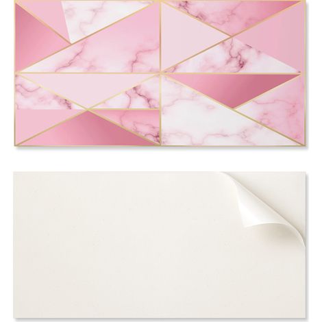 Juego de baldosas autoadhesivas de PVC con estampado geom茅trico y efecto m谩rmol, 10x40x20 cm.
