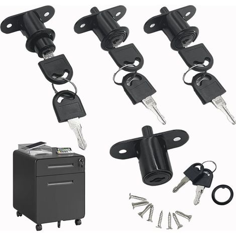 4 Stück Bolzenschloss Schrankschloss Hebelschloß Schiebetürenschloss Zylinder Möbelschloss Cylinder Furniture Lock Aktenschrankschloss Offener Typ Für Verwaltungsbüros Lagerhallen (Schwarz-49 22mm) (1/5)