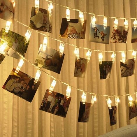 TrAdE Shop Traesio - Catena Luminosa 16 Led Con Mollette Ghirlanda Stringa Clip Per Appendere Le Foto - (1/4)