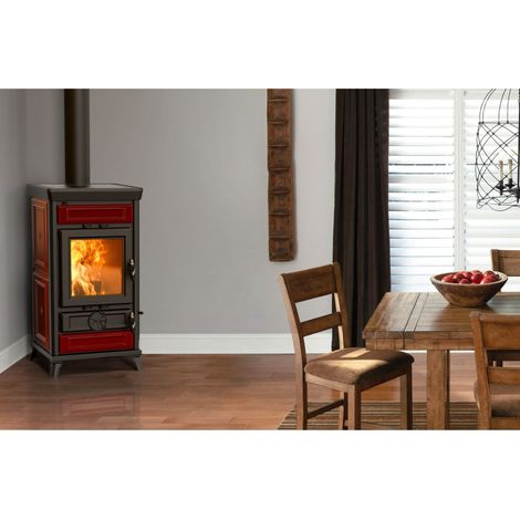 Poêle à bois en céramique  - THERMOROSSI Ilaria Evo6 Maiolica 11.4 kW  Beige