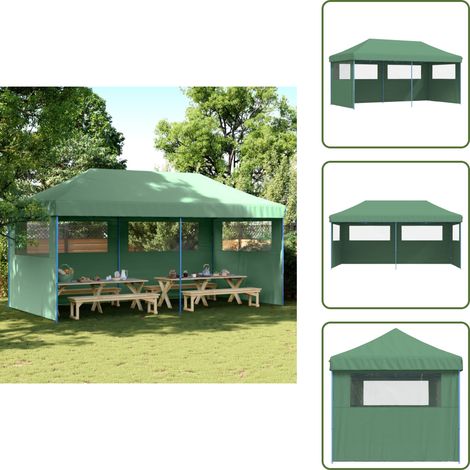 Tente de réception pliable escamotable 3 parois latérales vert - Tente De Réception - Abri Extérieur - Chapiteau - Structure Extérieure - Événement En Plein Air (1/5)