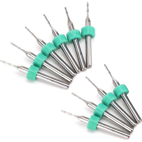 10 fraises à 2 dents en carbure de tungstène pour usinage CNC, diamètre 2,4 mm (1/5)