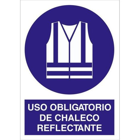 Señal poliestireno 297x210mm uso obligatorio de chaleco reflectante (1/2)
